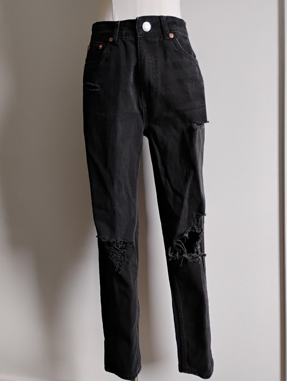 refuge MOM High Rise Black Distressed Jeans 3